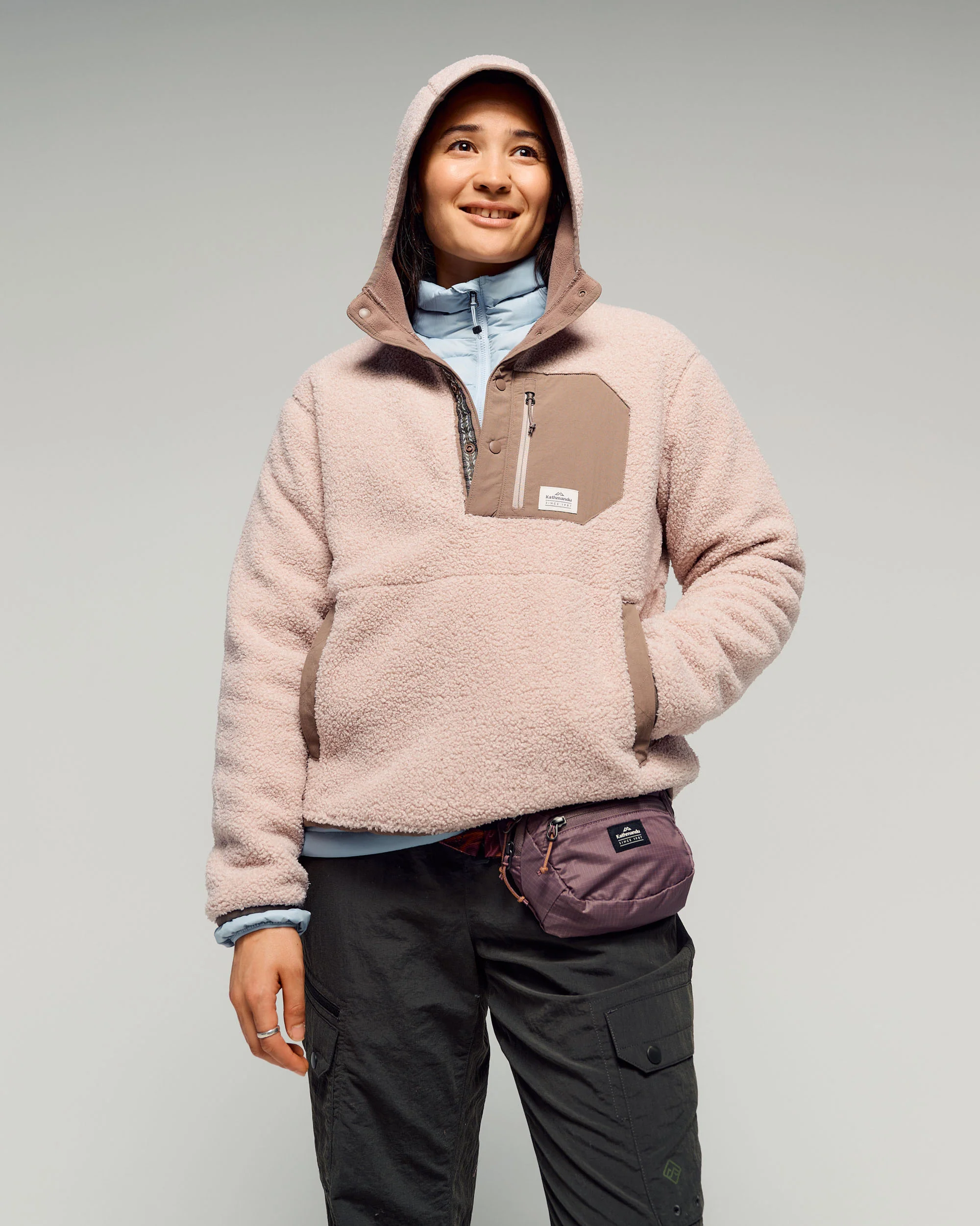 Women's Co-Z High Pile Hooded Pullover v2 - Light Taupe