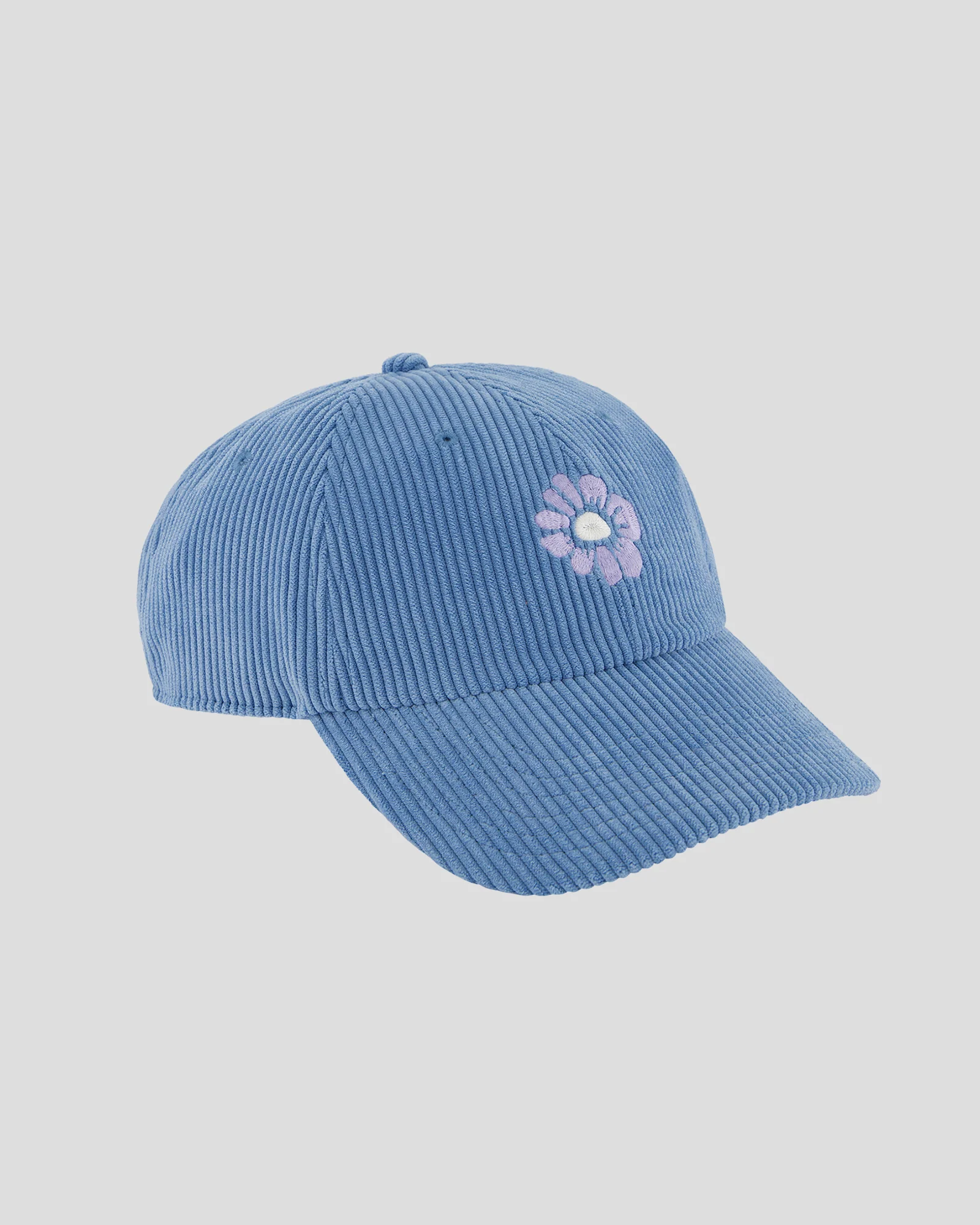 Embroidered Cord Cap - Washed Blue