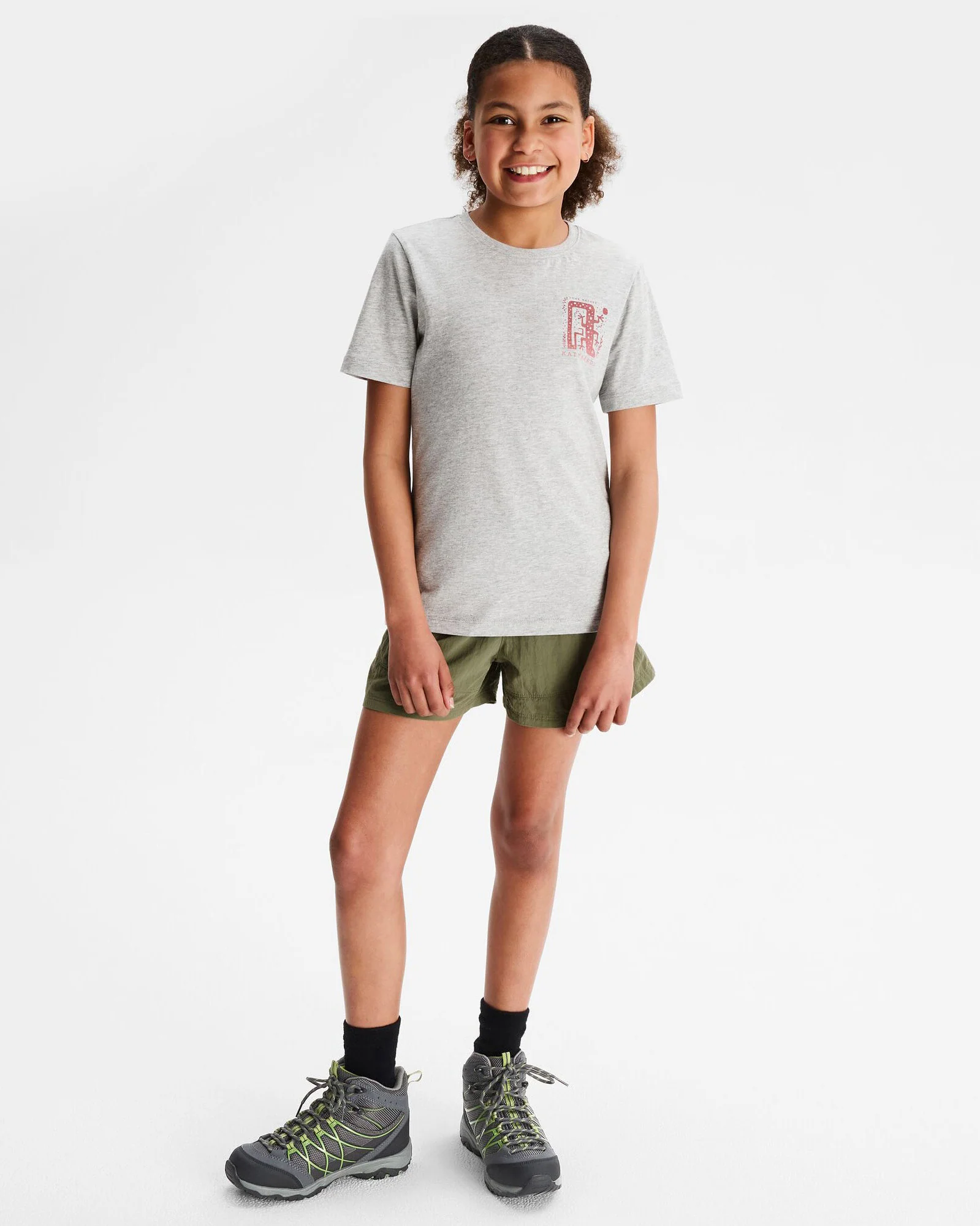Girls' Geo Skink Organic Cotton T-shirt - Light Grey Marle - Image 2
