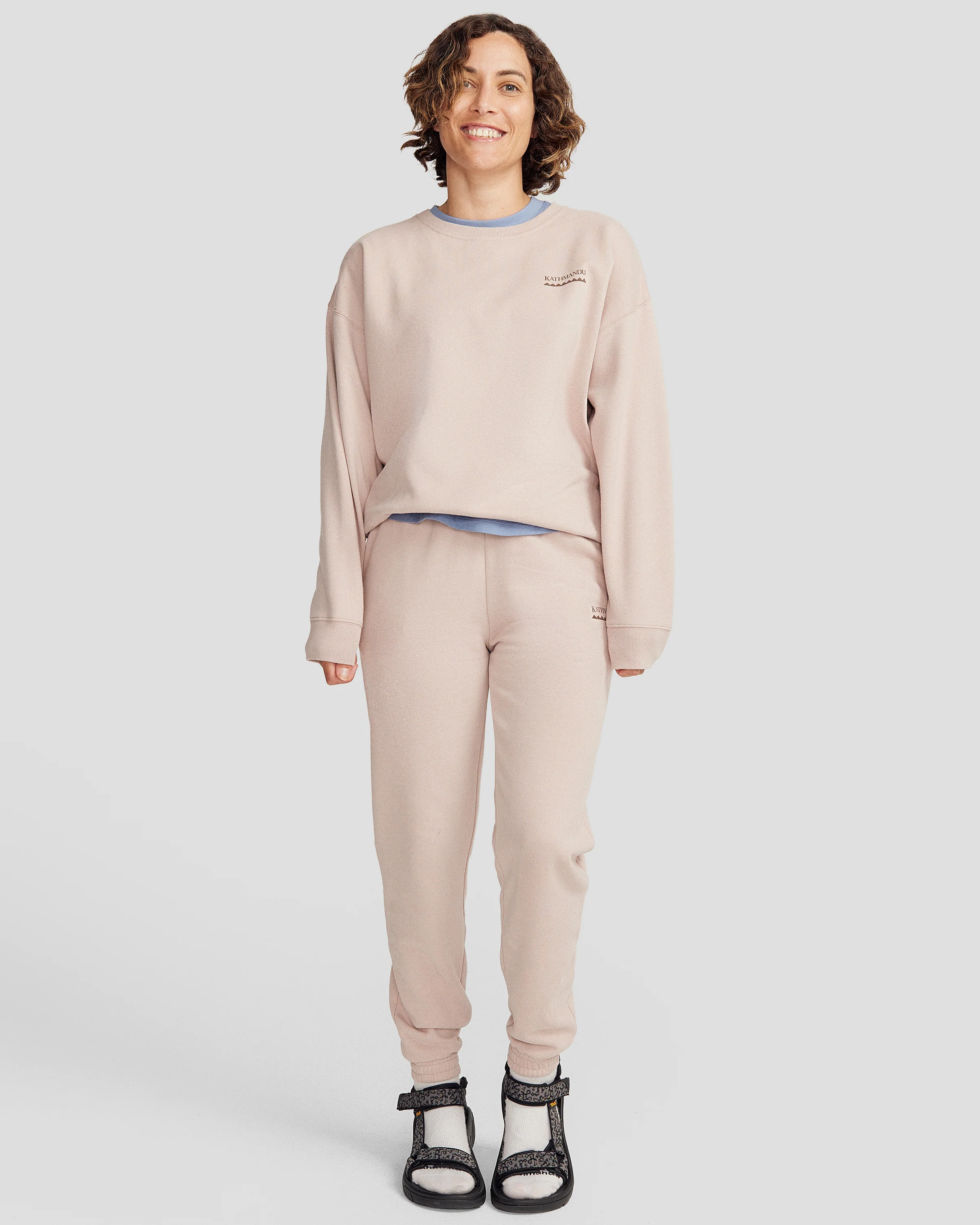 Women's Heritage Logo Slouchy Brushed Crew - Light Taupe - Image 2