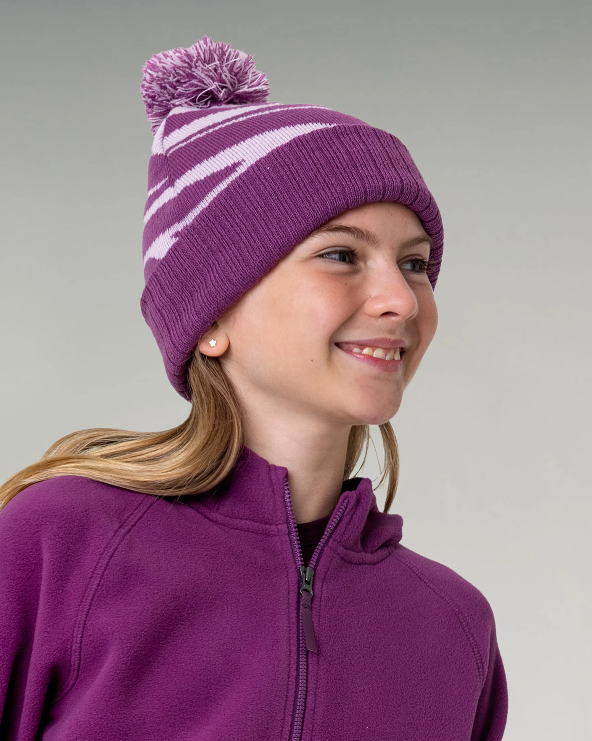 Kids Braided River Pom Pom Beanie -  Stardust Braided River