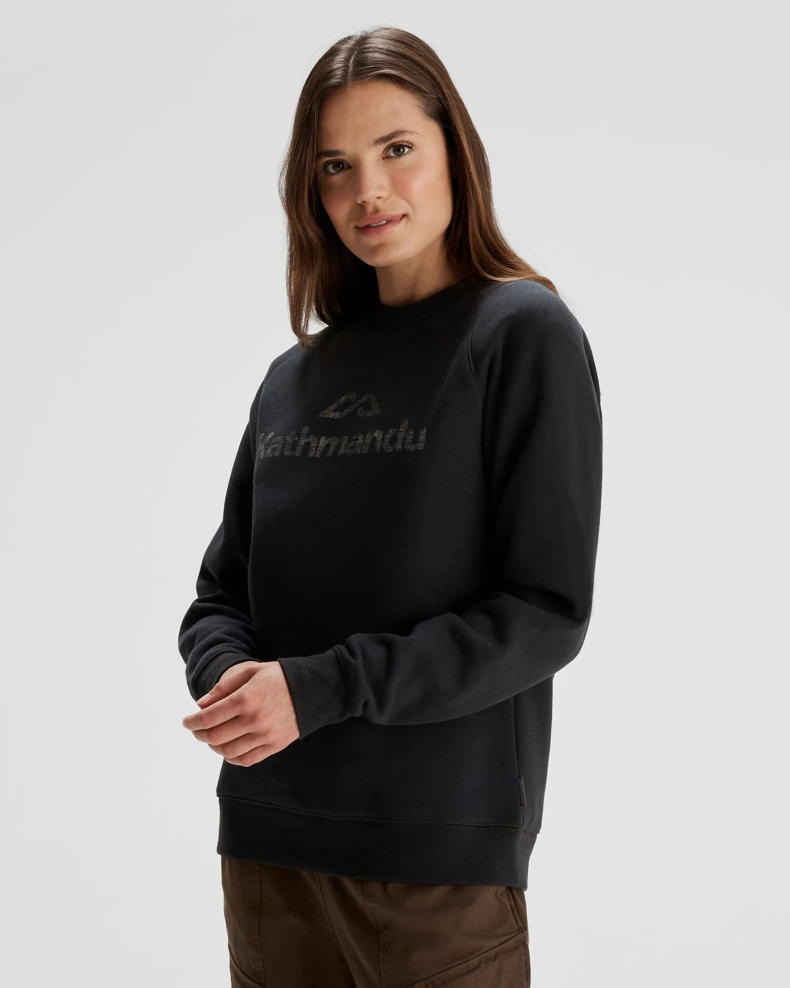 Women's Kathmandu Logo Crew Sweater - Black