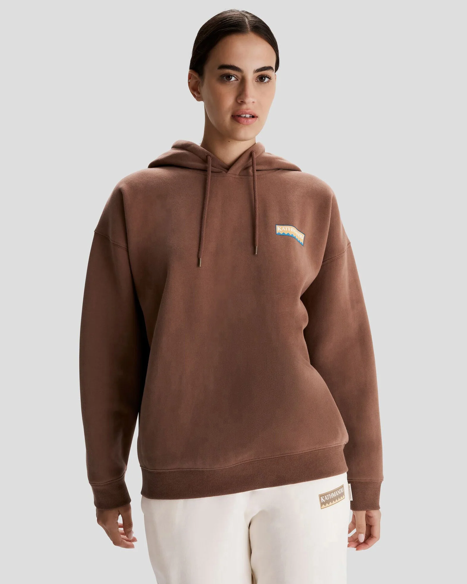 Women's Kathmandu Heritage Logo Slouchy Hoodie - Brown