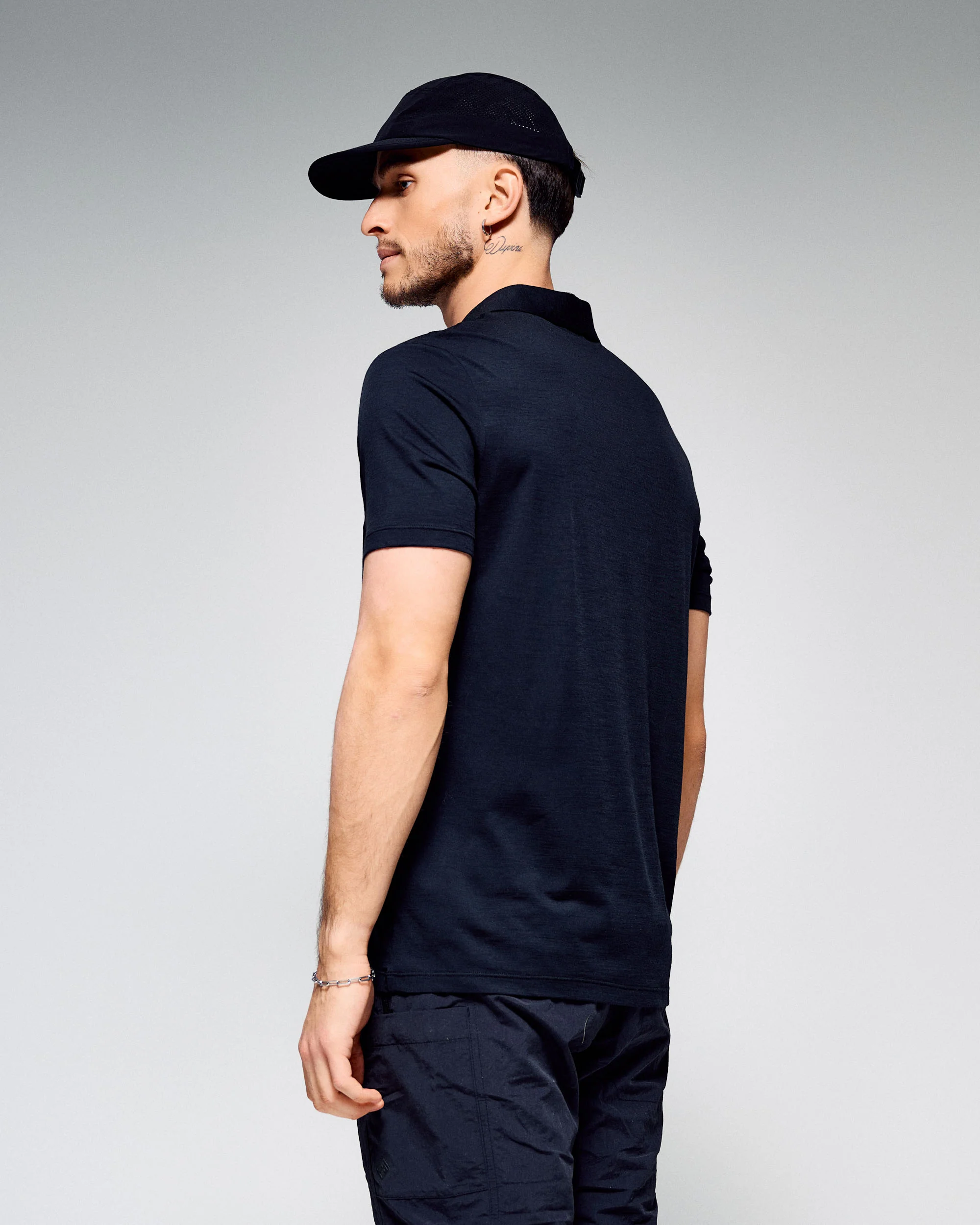 Men's 100% Merino Polo -  Black Stingray - Image 2