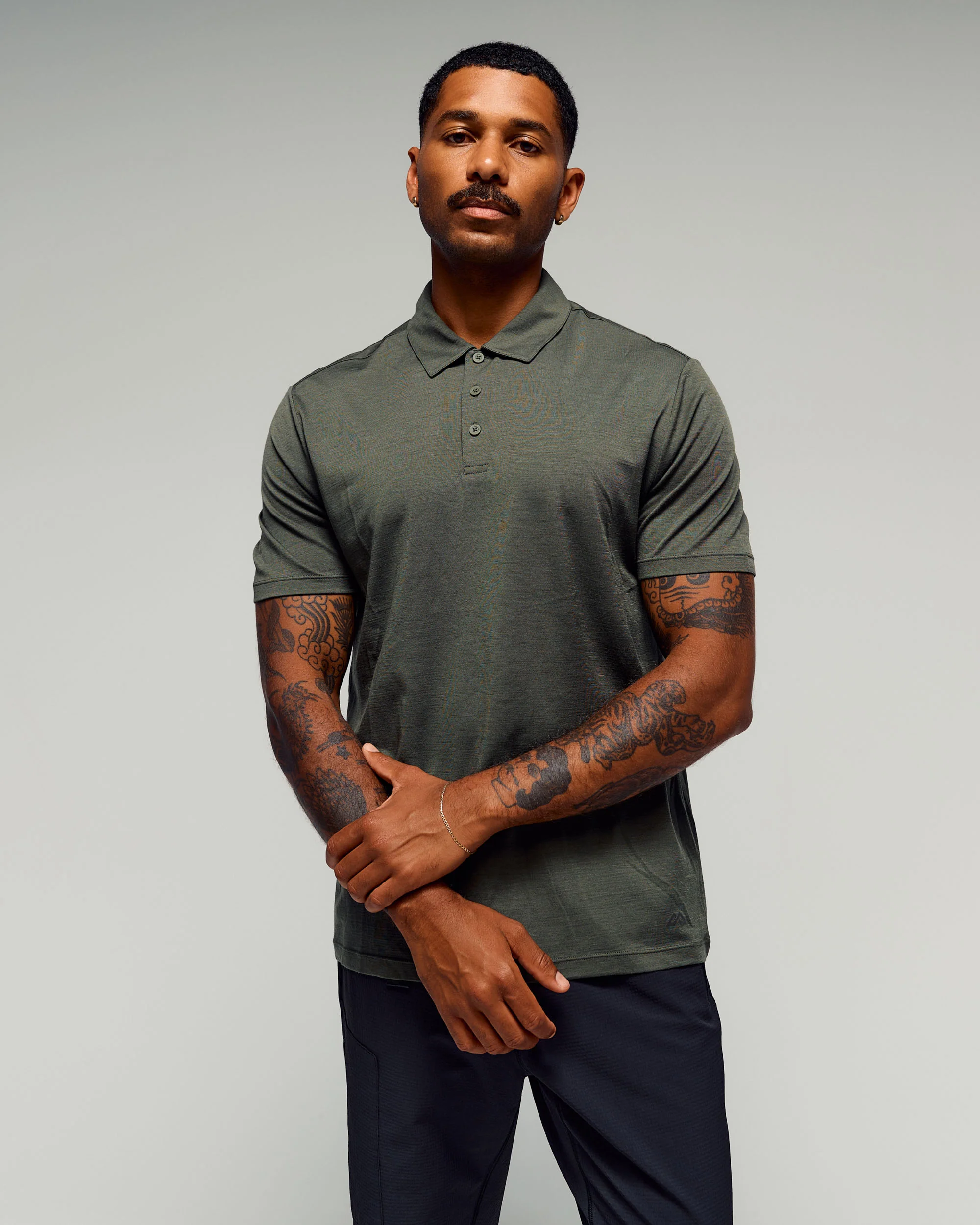 Men's 100% Merino Polo -  Light Moss