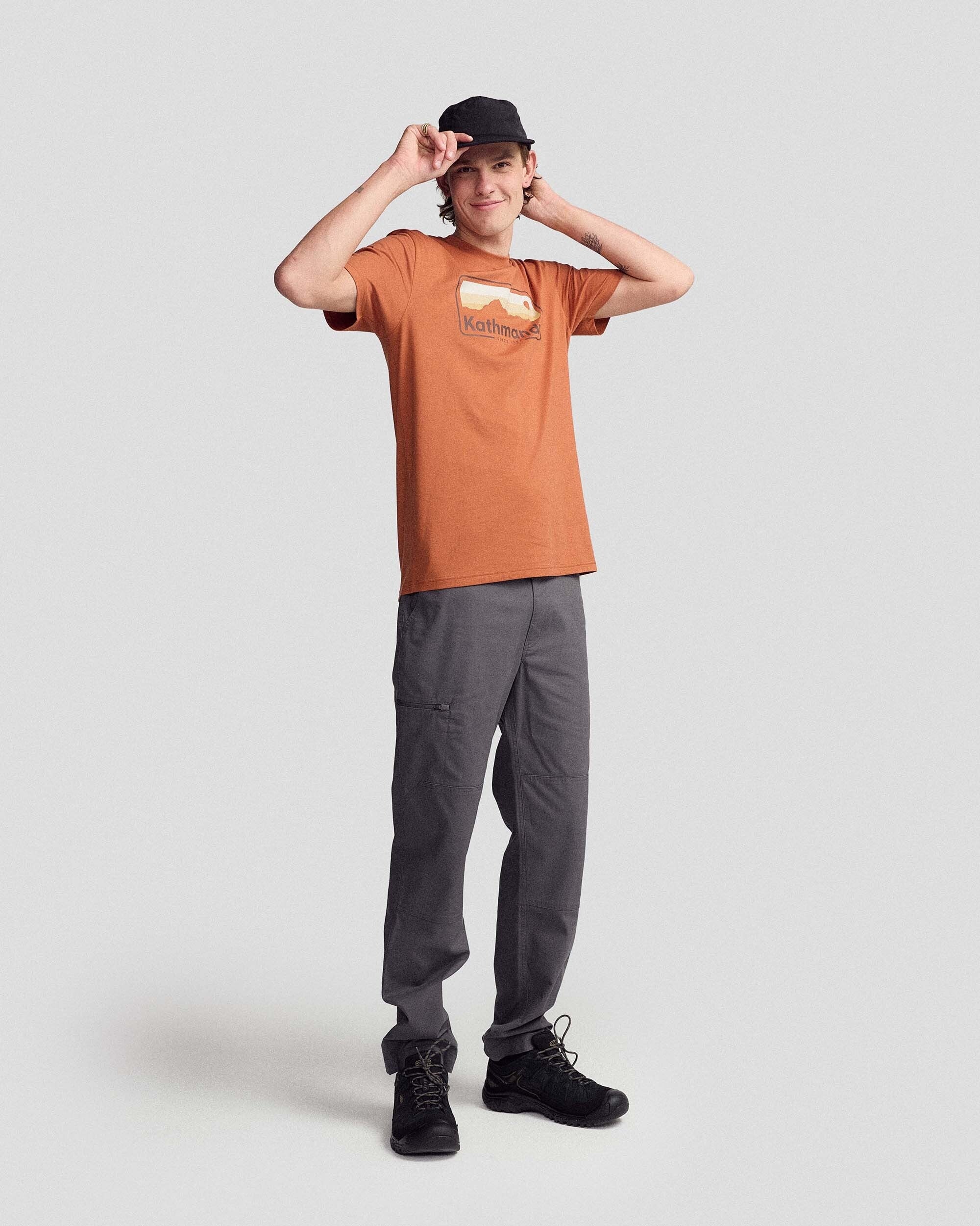 Men's Kathmandu Logo 70's Organic Cotton T-shirt - Copper