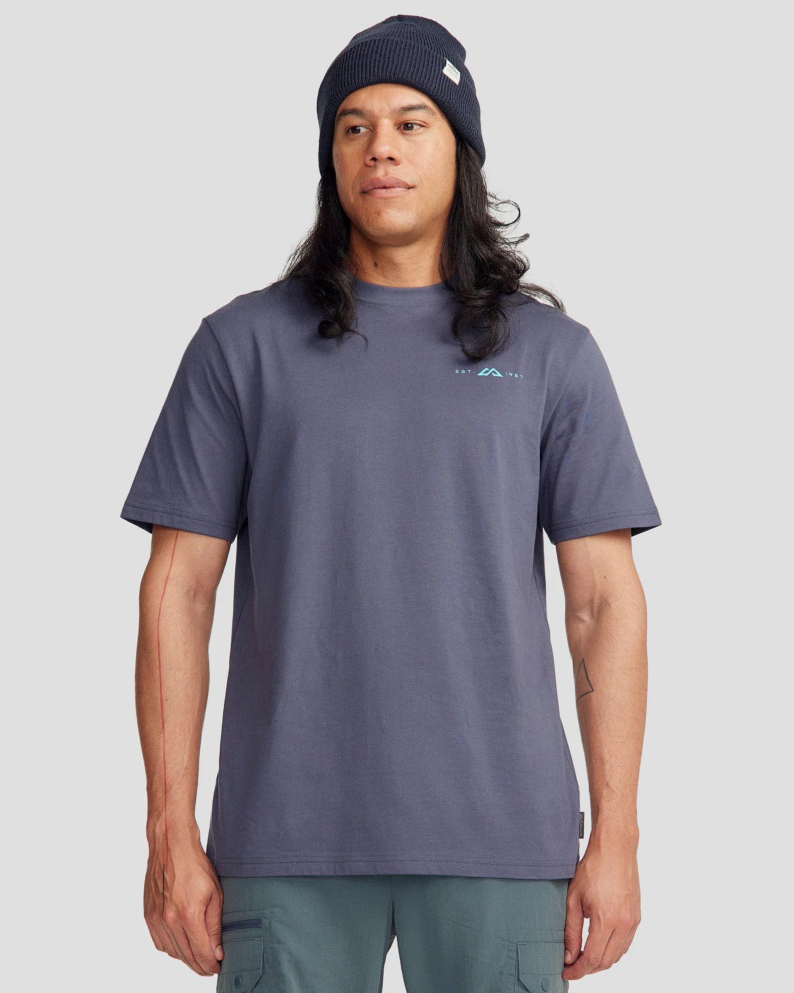 Men's Mountain Camo Organic Cotton T-shirt - Mid Navy