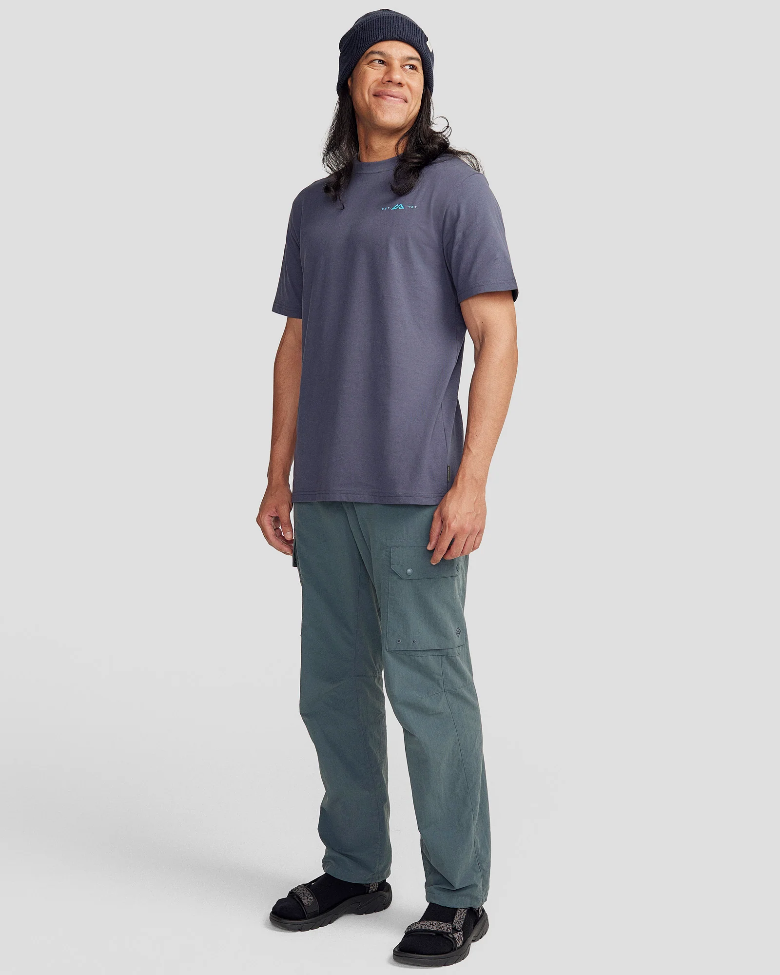 Men's Mountain Camo Organic Cotton T-shirt - Mid Navy - Image 2