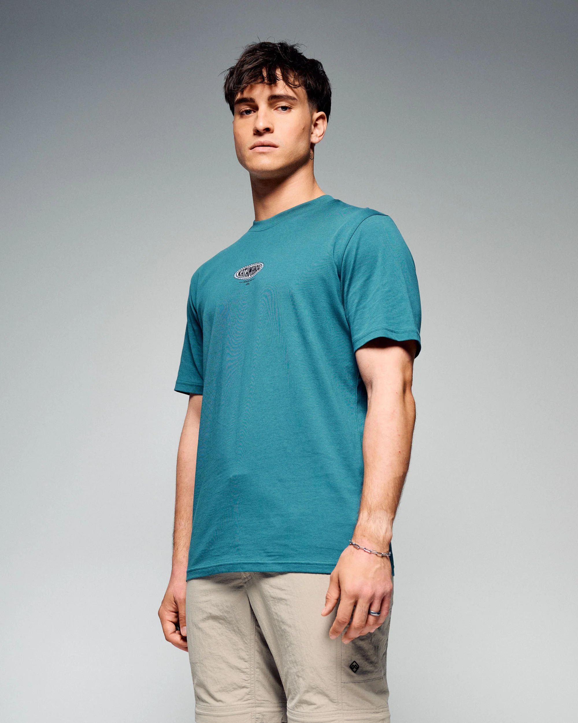 Men's Retro Badge Organic Cotton Tee - Ocean