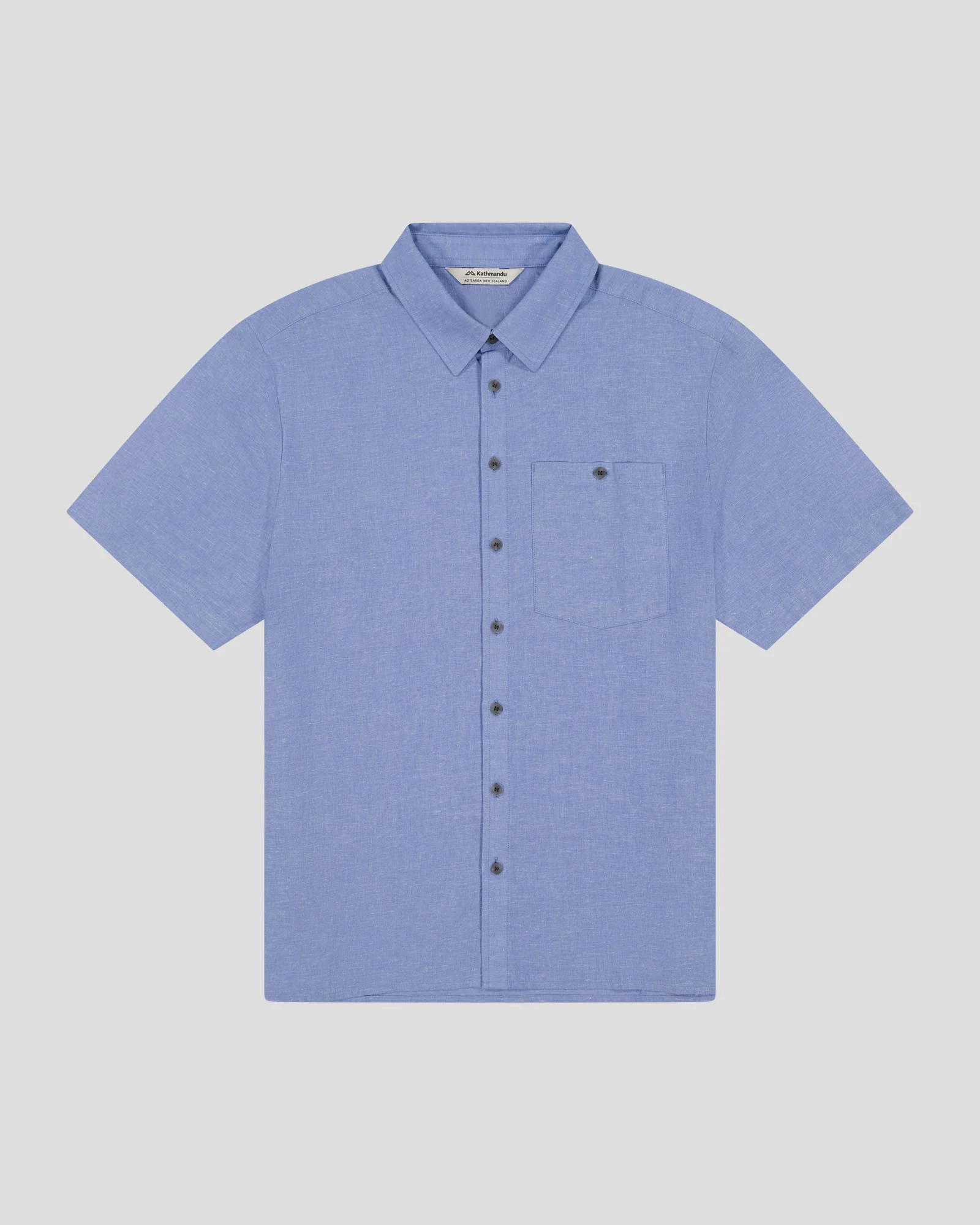 Men’s Weekend Natural Short Sleeve Shirt -  Washed Peri Chambray