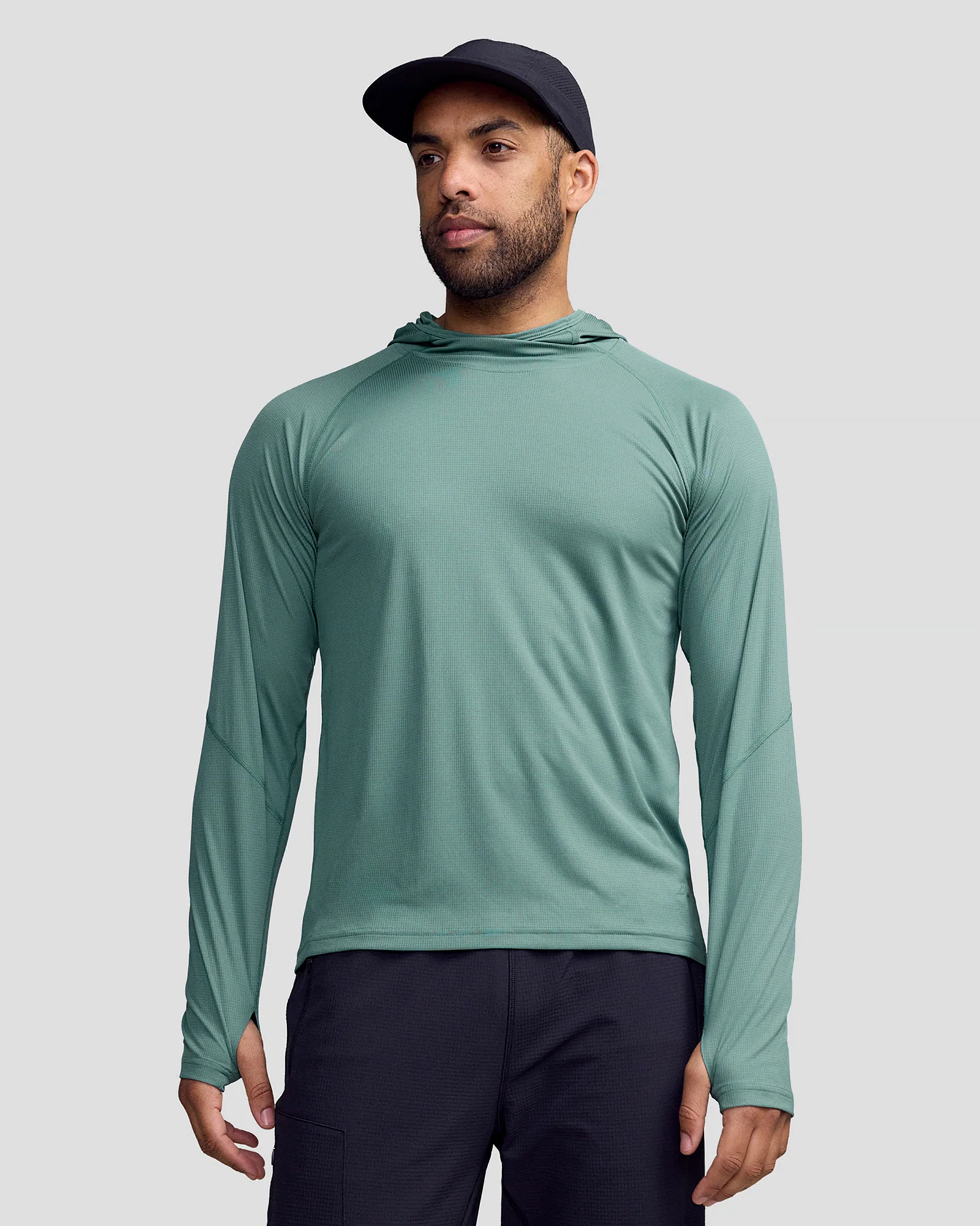 SUN-Stopper LT Mns L/S Hooded Top - Light Forest