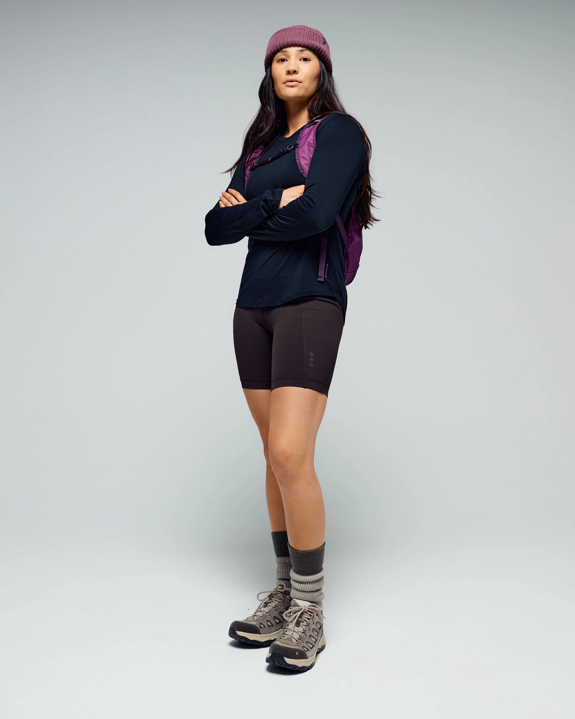 Women's 100% Merino Long Sleeve V-Top - Black