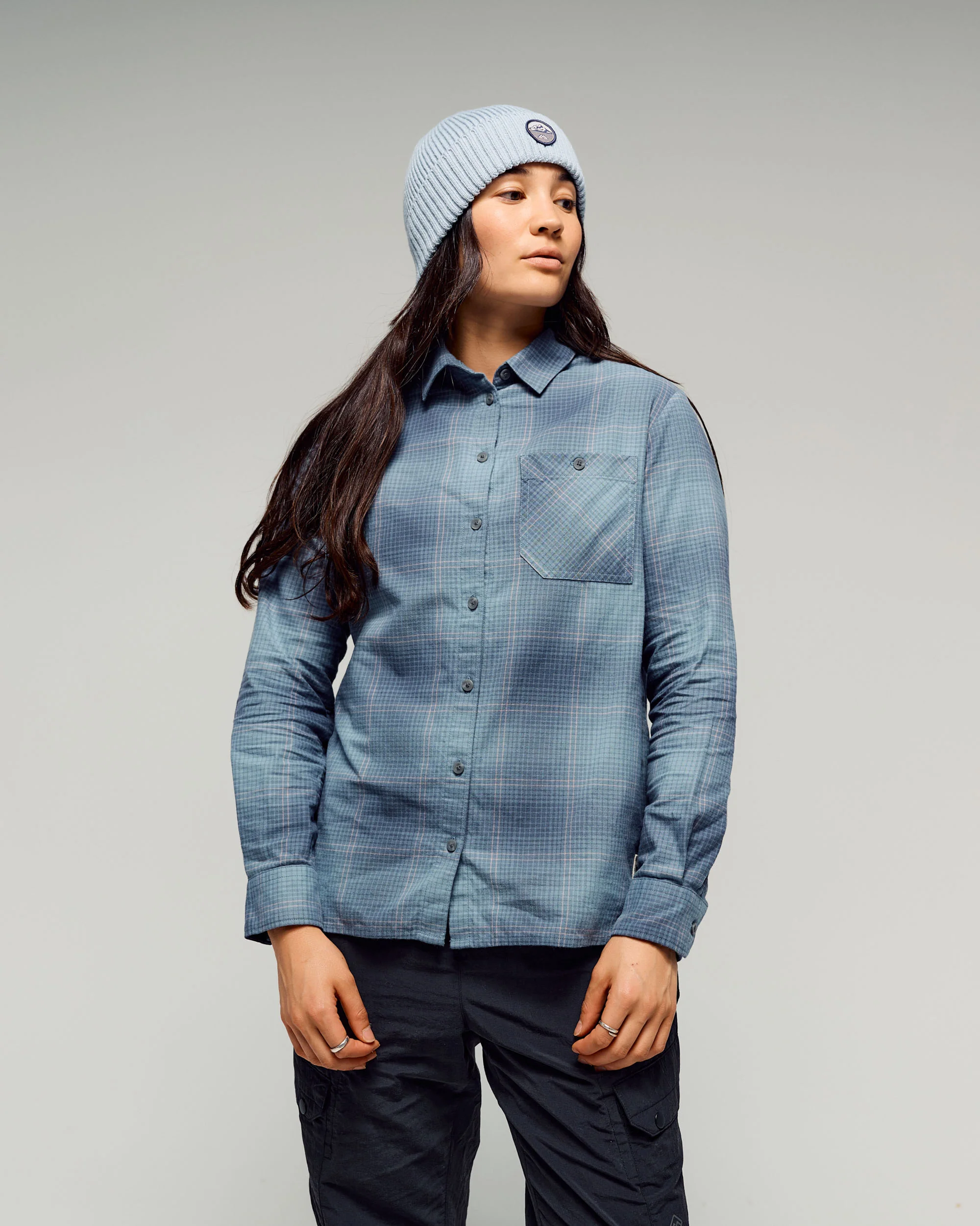 Women's Retreat Fyfe Long Sleeve Shirt -  Mid Blue/Dust Plaid