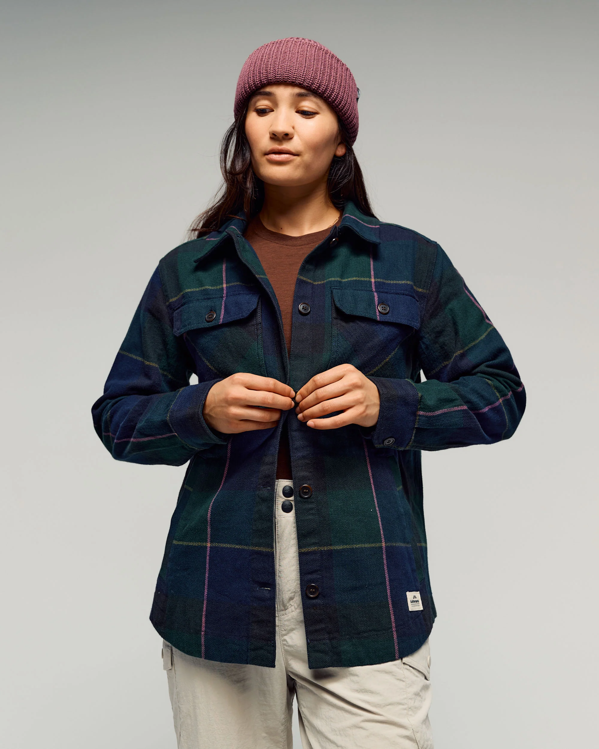 Women's Retreat Huntly Long Sleeve Overshirt -  Dark Forest Plaid