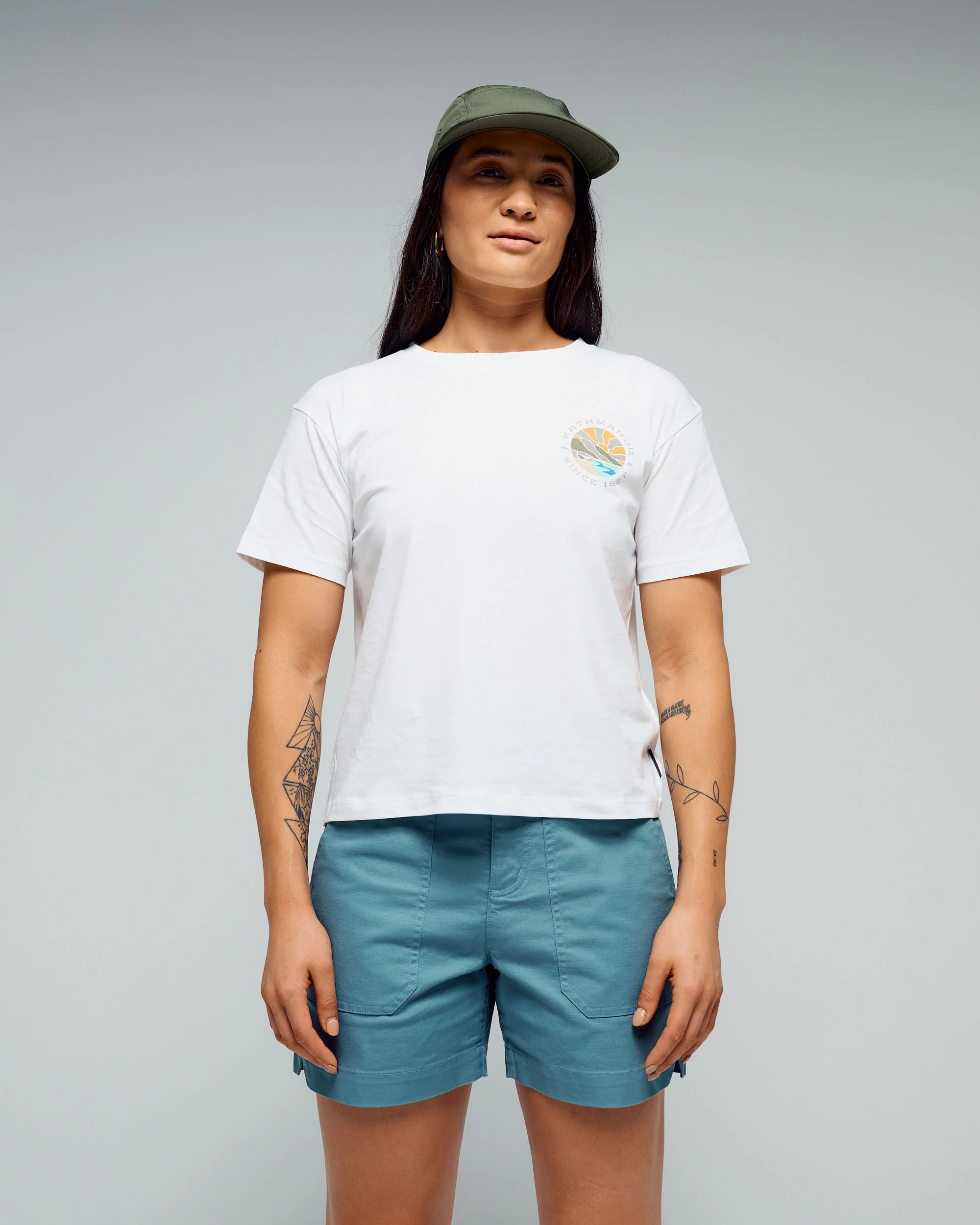 Women's Kathmandu Logo Sunburst Organic Cotton T-shirt - White
