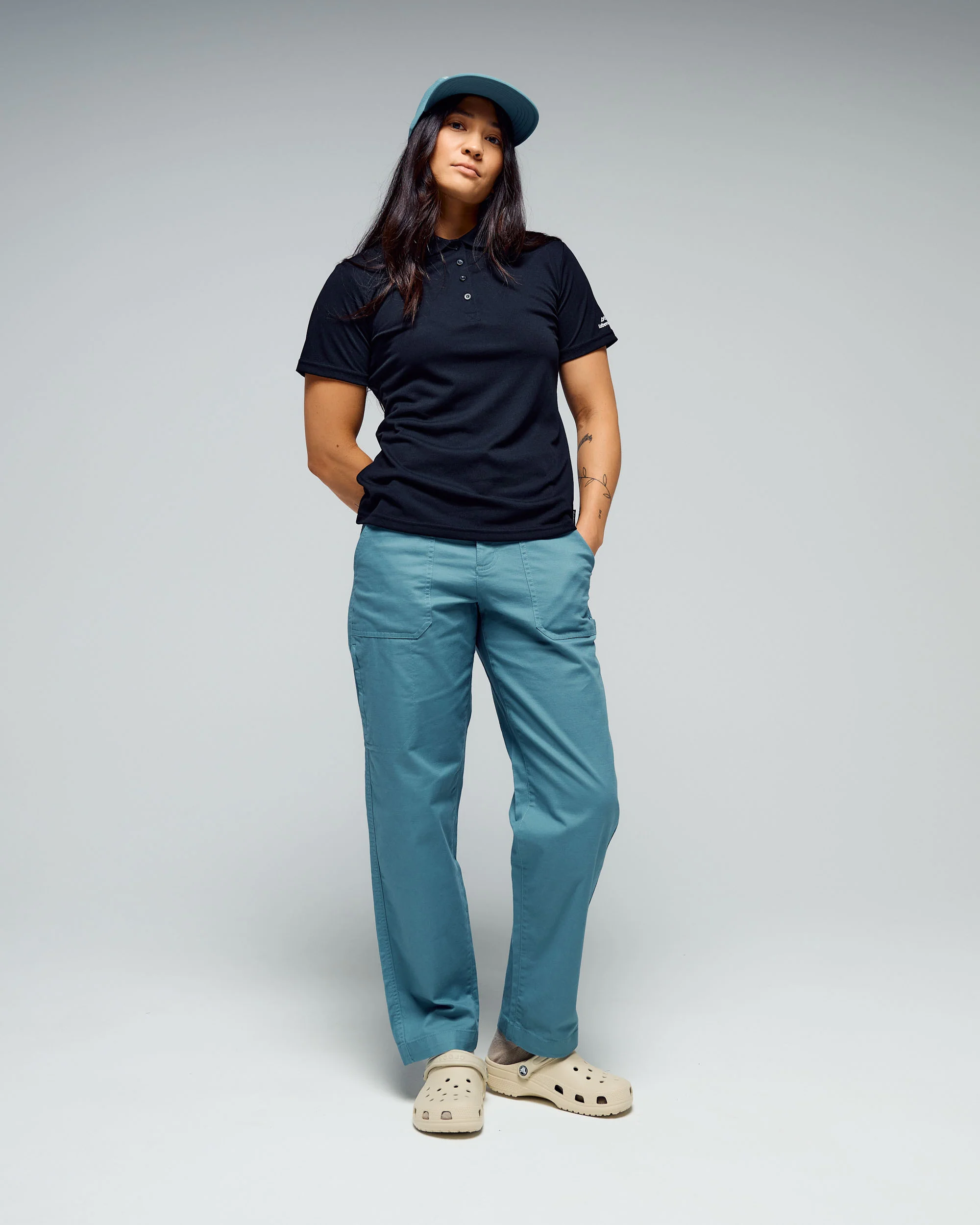 Women’s Weekend Cotton Pants - Washed Blue - Image 2