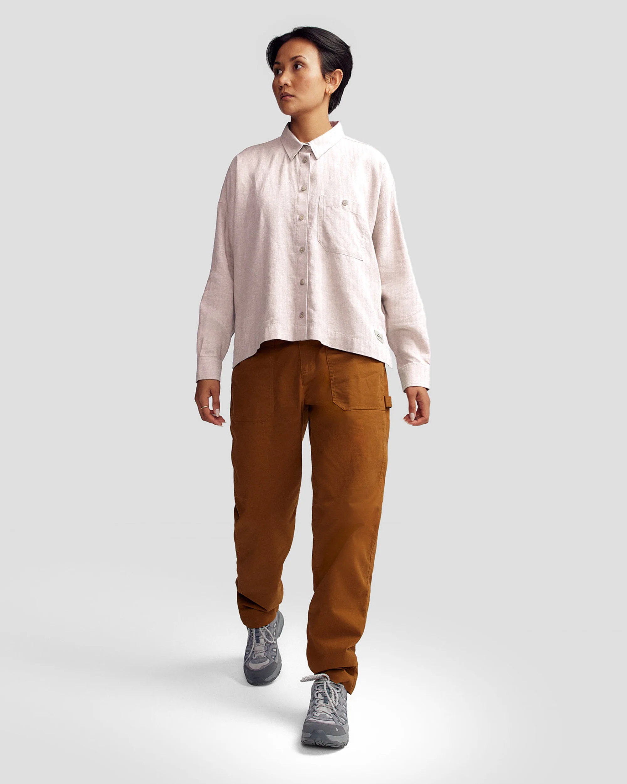 Women’s Weekend Natural Long Sleeve Shirt  -  Shroom Stripe